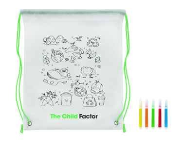 Logo trade promotional giveaways picture of: Non woven kids bag with pens