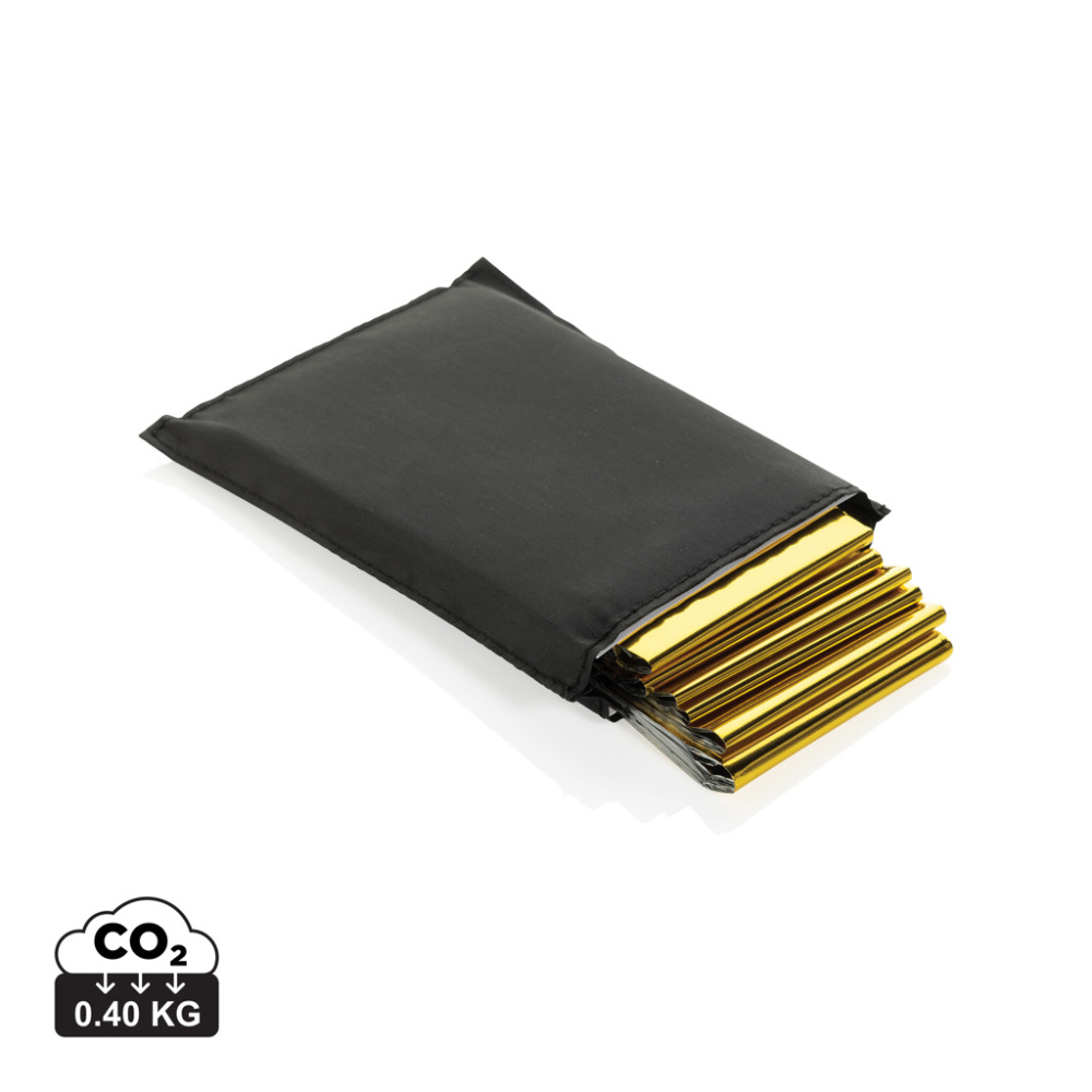 Logotrade advertising product image of: Solra emergency blanket in RCS recycled RPET pouch