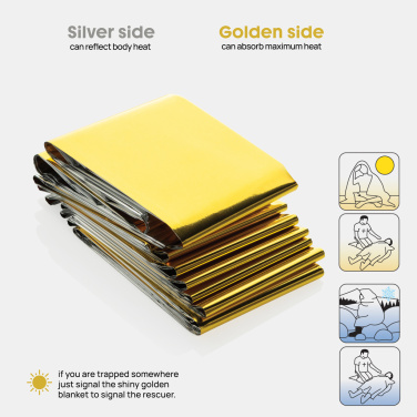 Logo trade promotional products image of: Solra emergency blanket in RCS recycled RPET pouch