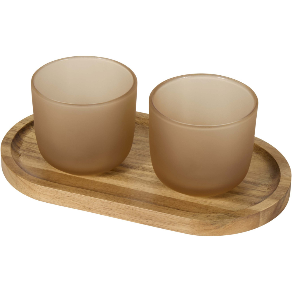 Logotrade business gifts photo of: Male wooden serving tray and glass cups set
