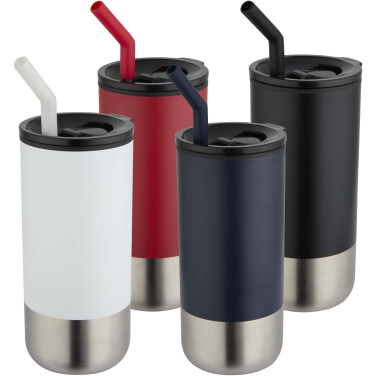 Logotrade promotional gift picture of: Grayson 480 ml RCS recycled insulated tumbler with straw