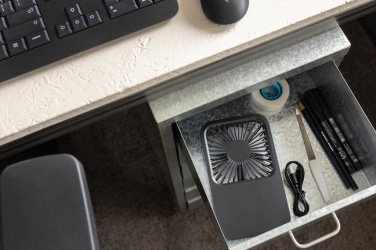 Logo trade corporate gifts image of: Aervina RCS recycled plastic re-chargeable desk fan