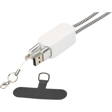 Logotrade advertising product image of: Anser recycled plastic smartphone lanyard with 27W 5-in-1 built-in cable