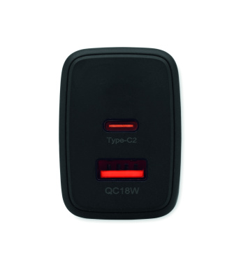 Logo trade promotional giveaways image of: EU 2-pole wall adapter/charger