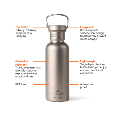Logotrade corporate gift picture of: Nordic Drift Trail Ultra Light Titanium 600ml Water Bottle
