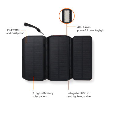Logo trade advertising products image of: Nordic Drift Titan 10.000mAh solar powerbank with 3 panels