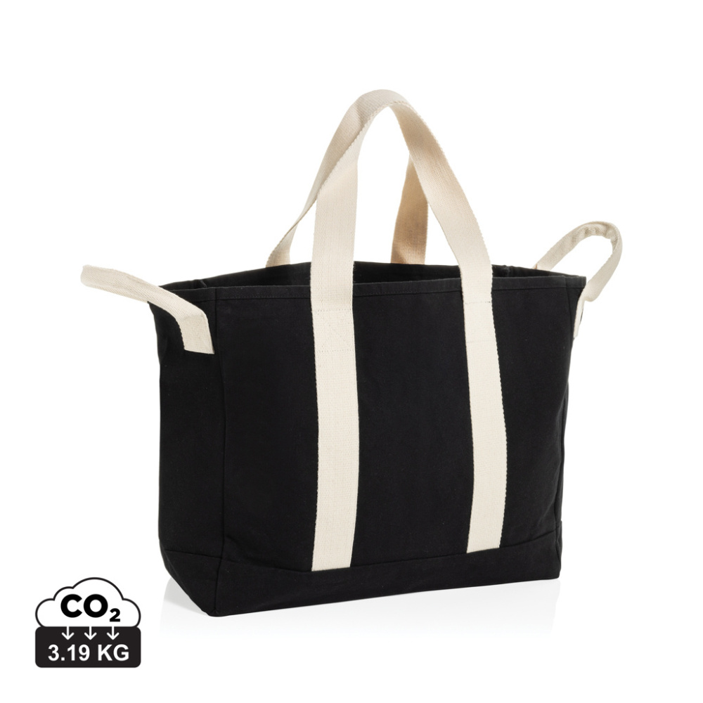 Logo trade corporate gifts picture of: BEAU AWARE™ Beach bag 400gsm recycled canvas, with side hand