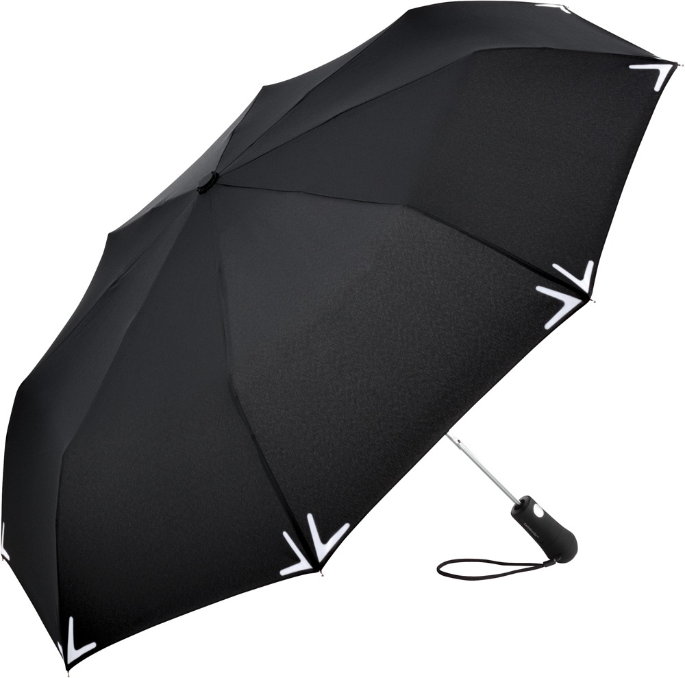 Logotrade reklaamkingi foto: Helkuräärisega AC Safebrella® LED minivihmavari 5571, must