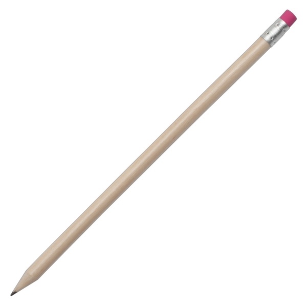 Logotrade ärikingid pilt: Naturaalsest puidust harilik pliiats, roosa/helepruun