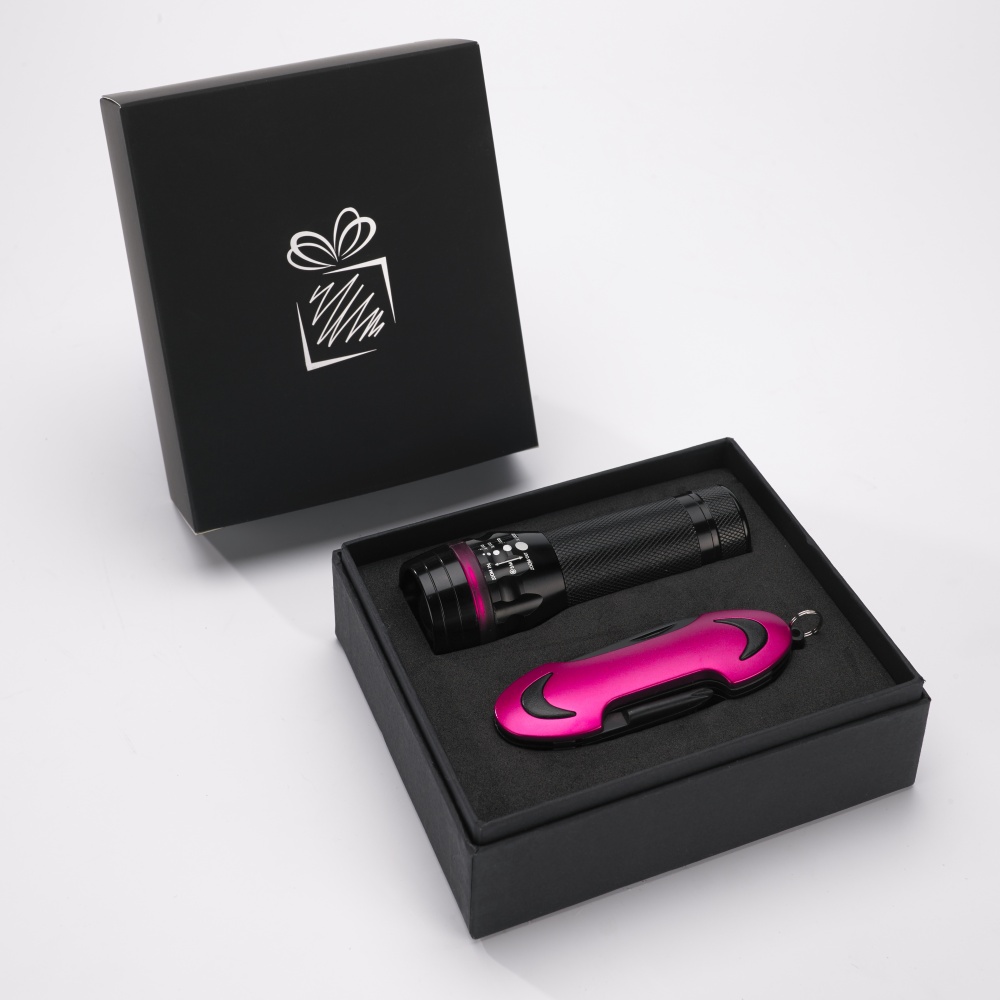 Logotrade reklaamkingituse foto: Komplekt COLORADO I, taskulamp + taskunuga, roosa