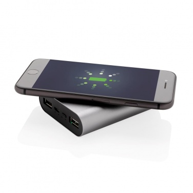 Logotrade meene foto: Reklaamtoode: Aluminium 5.000 mAh Wireless 5W Pocket Powerbank, grey