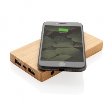 Logotrade ärikingitused pilt: Firmakingitus: Bamboo 4.000 mAh wireless 5W Powerbank, brown