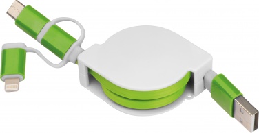 Logotrade firmakingid pilt: Laadimiskaabel pikendusega 3 erineva otsaga, roheline