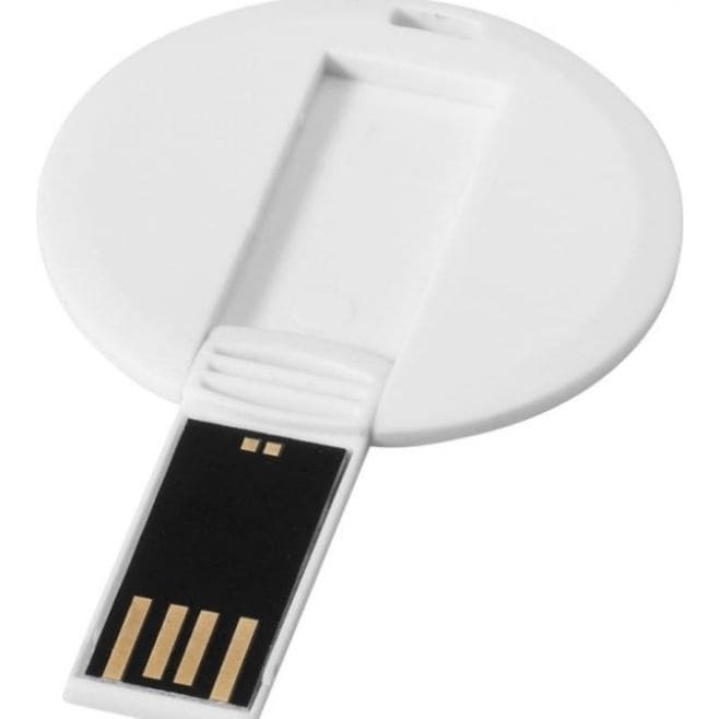 Logo trade ärikingid foto: Ümmargune USB mälupulk, 8 GB, valge