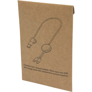 Logo trade reklaamtoote pilt: Chechia viis-ühes taaskasutatud plastist kiirlaadimiskaabel bambusdetailidega