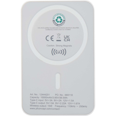 Logo trade ärikingid foto: Acrab 10 000 mAh 15W magnetiline juhtmevaba varupank 20W PD-ga - valmistatud taaskasutatud plastist