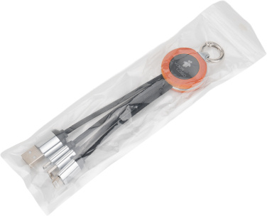 Logotrade reklaamkingi foto: 4-ühes kaabel puidust korpuses helendava logoga