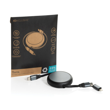 Logo trade ärikingituse pilt: Terra RCS alumiiniumist sissetõmmatav 240W 2-in-1 kaabel