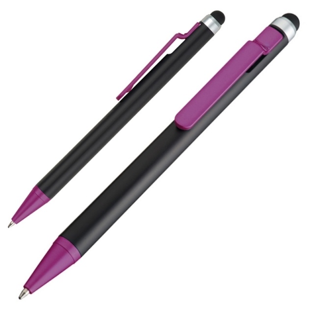 Logo trade mainoslahjat tuotekuva: Ball pen with touch pen FLORIDA  color purple