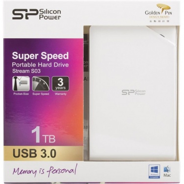 Logotrade liikelahjat mainoslahjat tuotekuva: Kannettava SSD Silicon Power Stream S03 1 TB, valkoinen