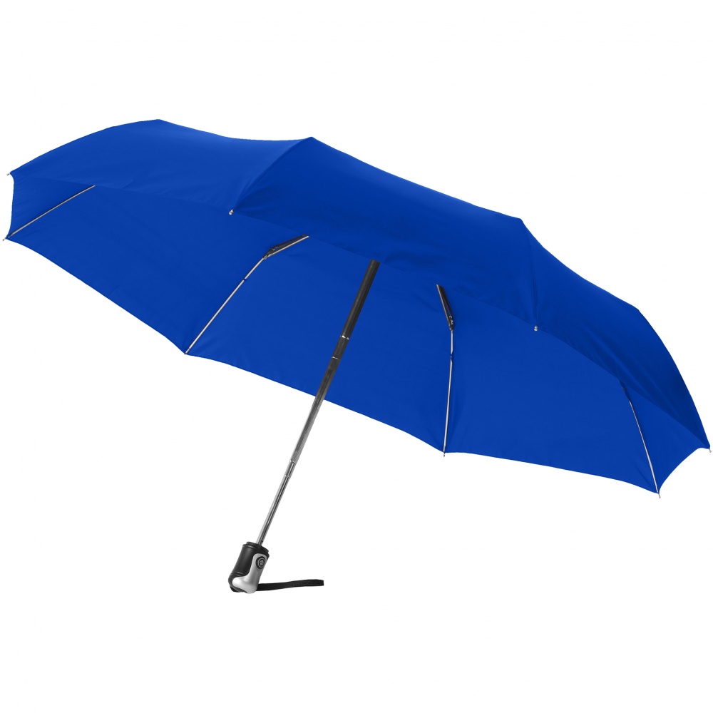 Logotrade liikelahja mainoslahja kuva: 21.5" Alex 3-osainen automaattinen sateenvarjo, sininen