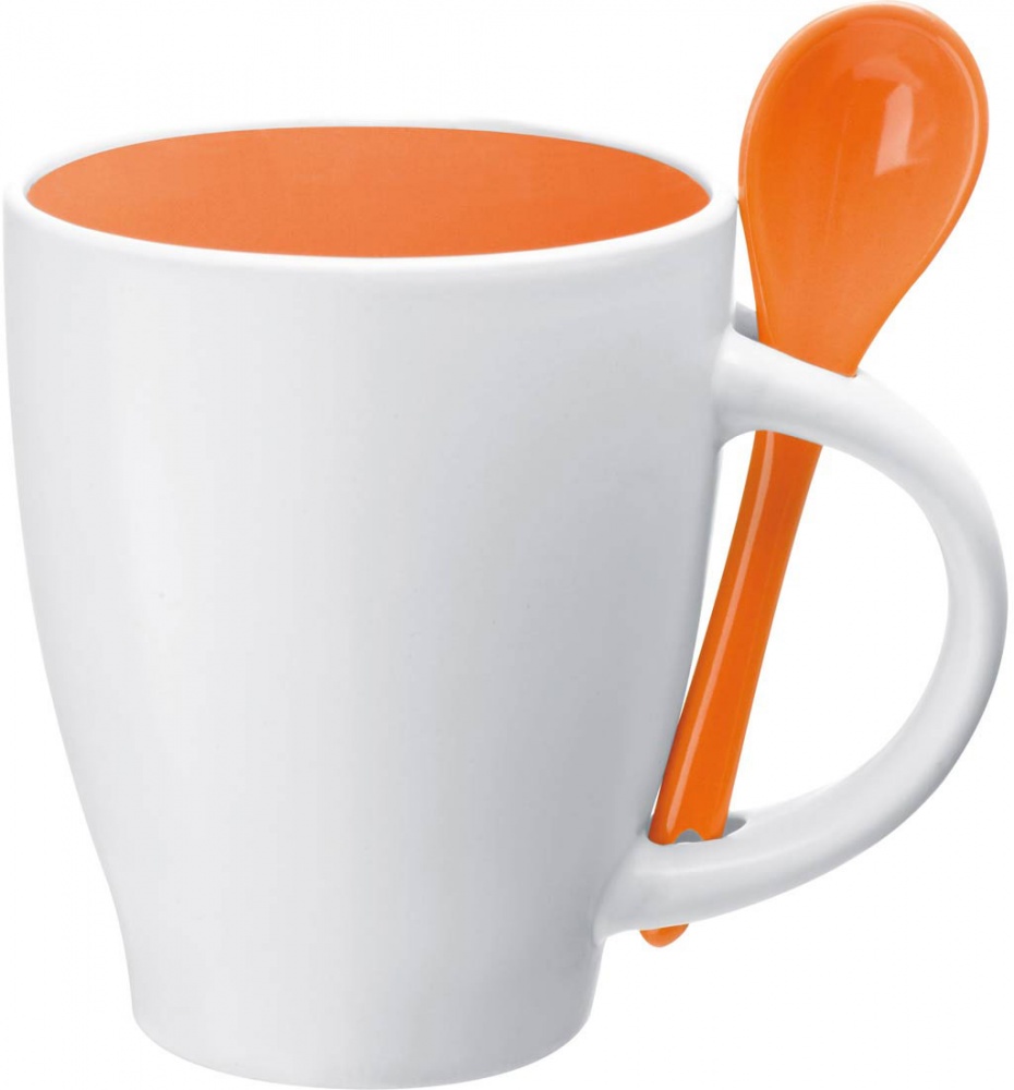 Logo trade mainoslahja ja liikelahja tuotekuva: Keraaminen muki, oranssi