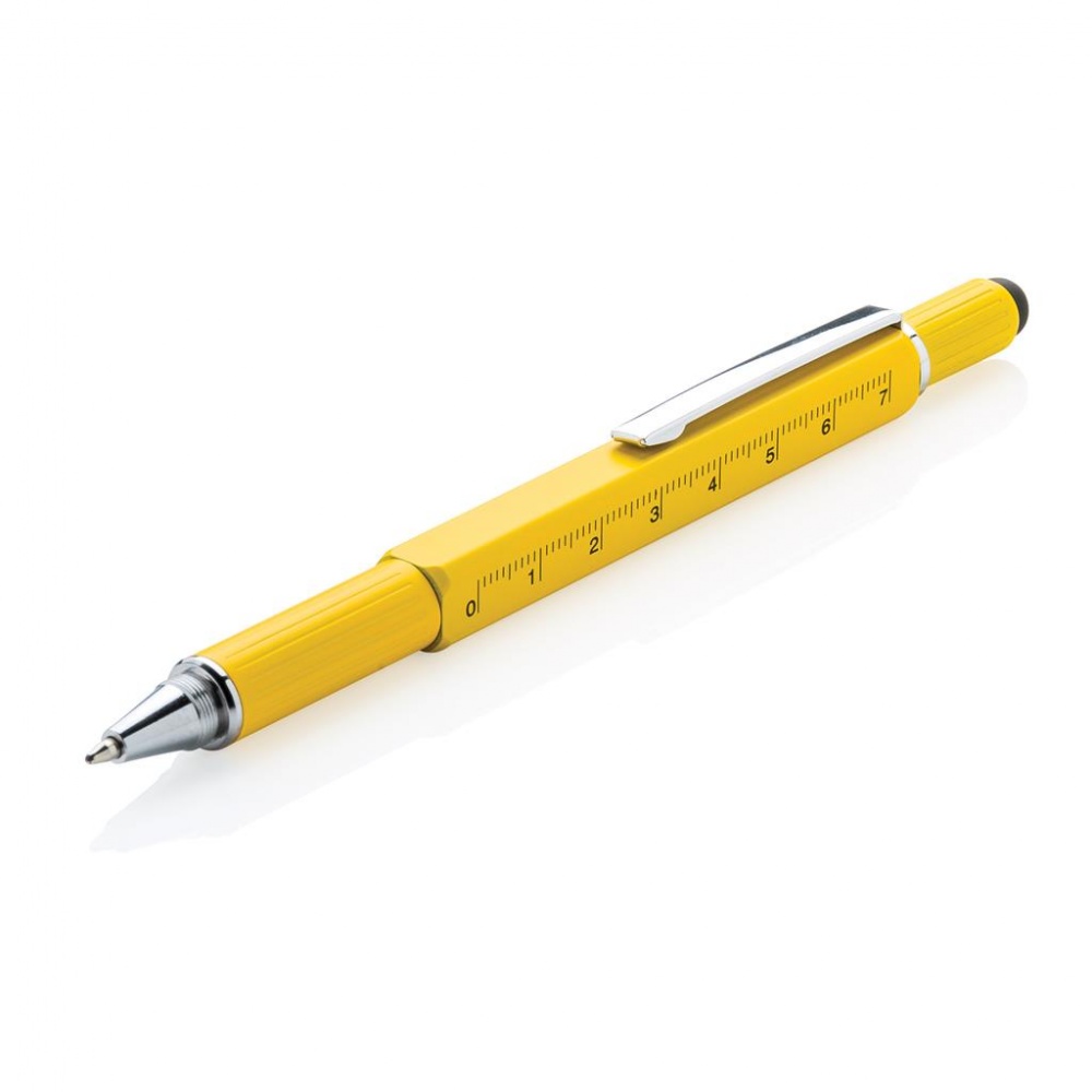 Logotrade mainostuote tuotekuva: Multitööriist pastakas 5-in-1, kollane