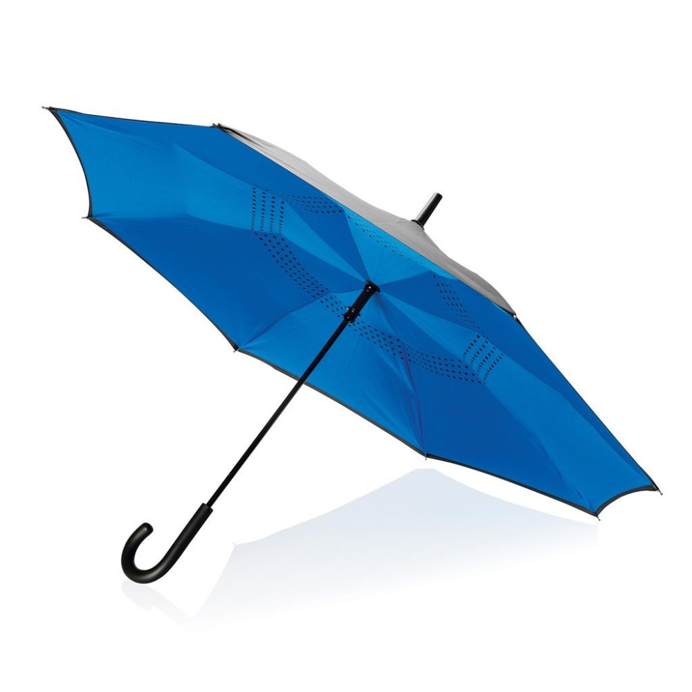 Logo trade mainostuotet tuotekuva: 23” manuaalisesti käännettävä sateenvarjo Xindao, musta - sininen
