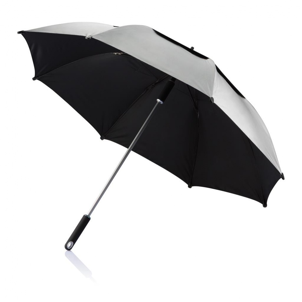 Logo trade mainoslahjat ja liikelahjat kuva: Hurricane myrskynkestävä sateenvarjo, harmaa