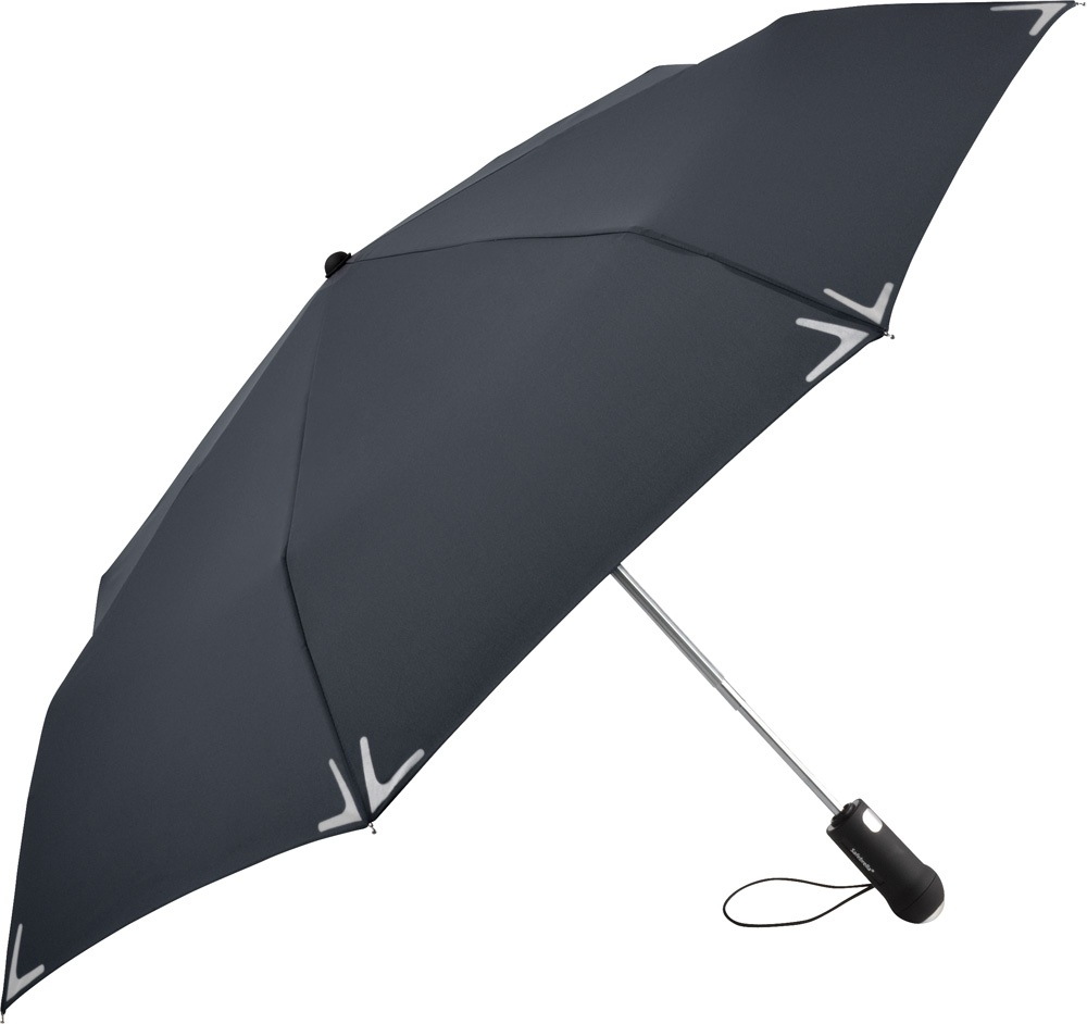 Logo trade mainoslahjat tuotekuva: Helkuräärisega AOC Safebrella® LED minivihmavari 5471, tumehall