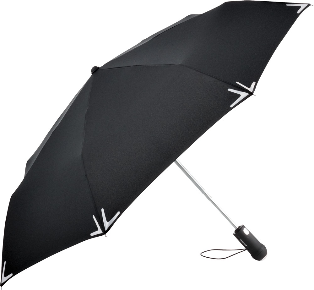 Logotrade mainoslahja tuotekuva: Helkuräärisega AOC Safebrella® LED minivihmavari 5471, must