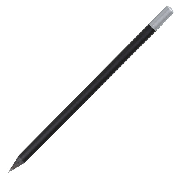 Logo trade mainoslahja ja liikelahja tuotekuva: Puidust harilik pliiats hõbedase otsaga, must