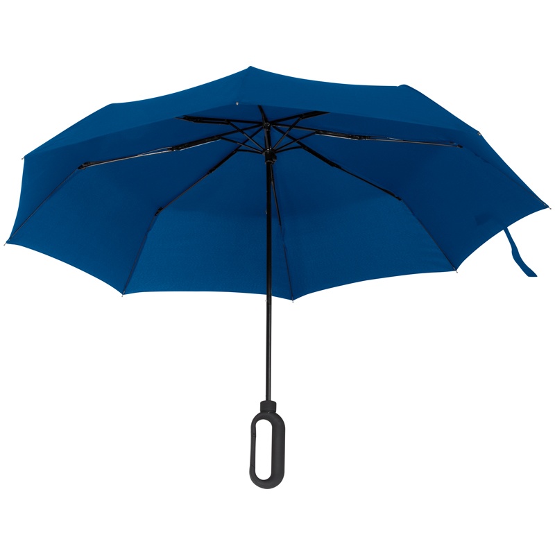 Logo trade mainoslahja ja liikelahja tuotekuva: Väike karabiiniga vihmavari, sinine