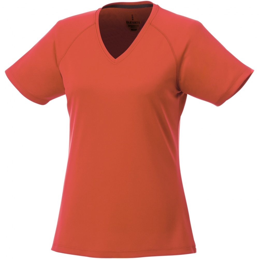 Logotrade liikelahjat mainoslahjat tuotekuva: Amery-t-paita, cool fit, v-kaulus, naisten, oranssi