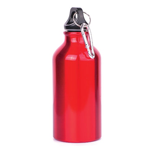 Logo trade liikelahja mainoslahja tuotekuva: Joogipudel karabiiniga, 400 ml, punane