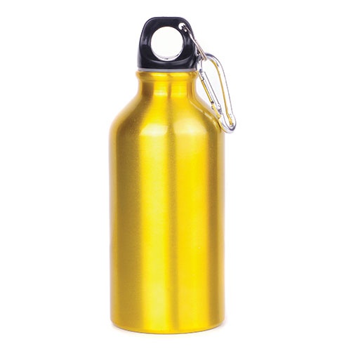 Logo trade mainoslahjat tuotekuva: Joogipudel karabiiniga, 400 ml, kuldne