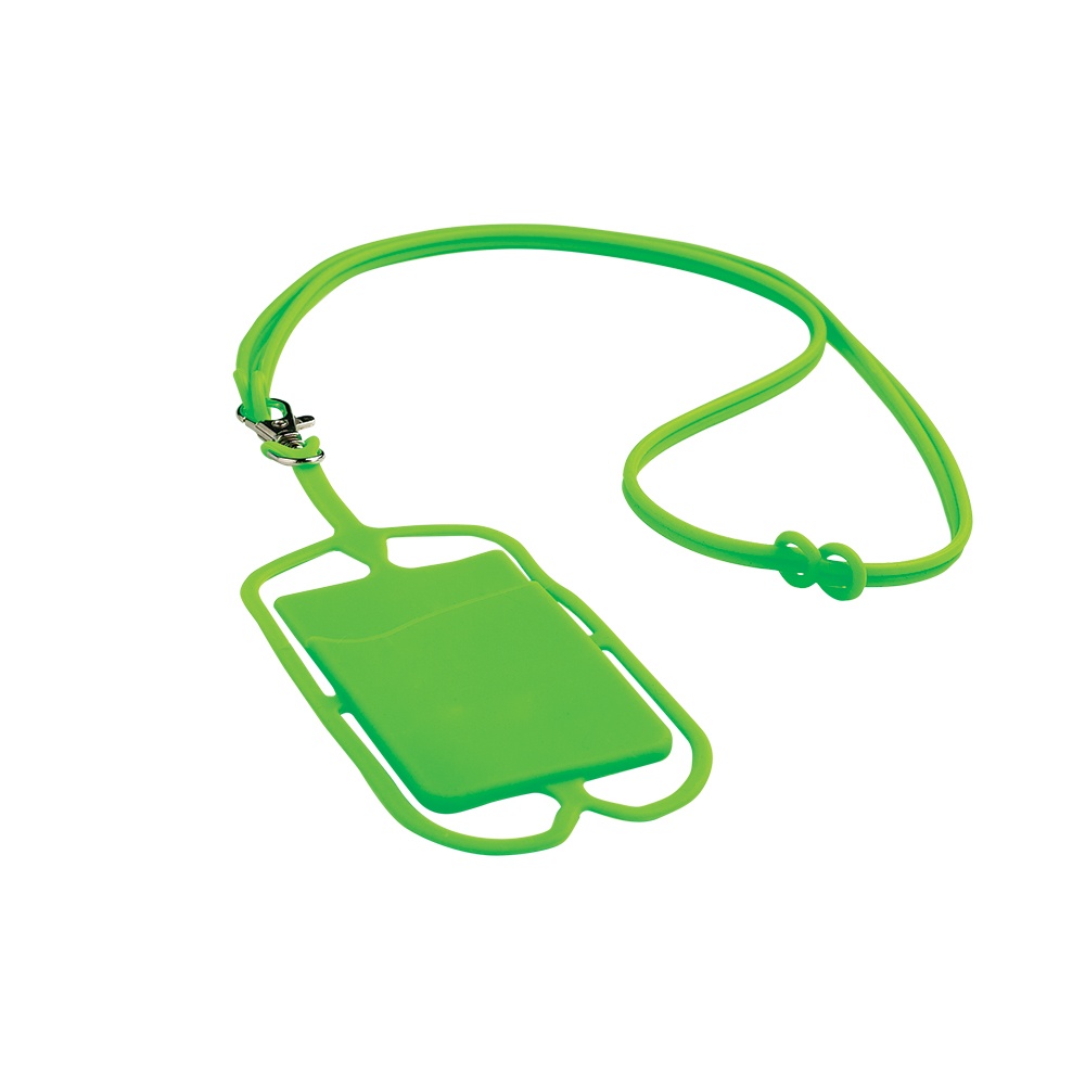 Logotrade liikelahja mainoslahja kuva: Silikoonist mobiilitasku kaardihoidjaga, roheline