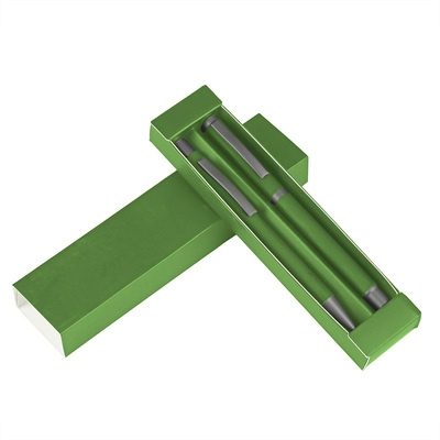 Logo trade liikelahja kuva: Komplekt: pastakas ja tindipliiats, roheline