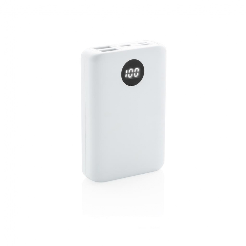 Logotrade mainoslahja tuotekuva: Meene: 10.000 mAh pocket powerbank with triple input, white