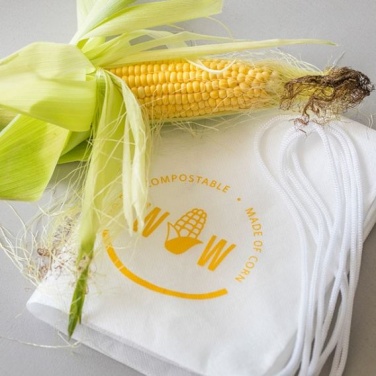 Logo trade mainoslahja ja liikelahja tuotekuva: Maissitärkkelyksestä tehdyt jalkinepussi, valkoinen