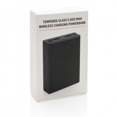 Logotrade mainostuote tuotekuva: Meene: Printed sample Tempered glass 5000 mAh wireless powerbank, b