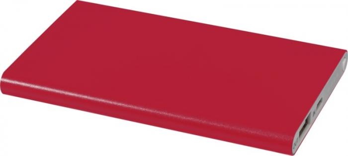 Logo trade liikelahja mainoslahja tuotekuva: Alumiini akupankki Pep, 4000 mAh, punainen