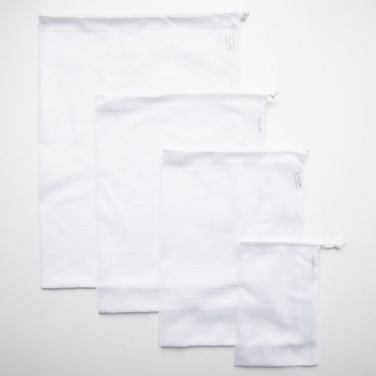 Logotrade liikelahja tuotekuva: Hedelmäpussi ja vihannespussi mesh-materiaalista, 35x45 cm, valkoinen