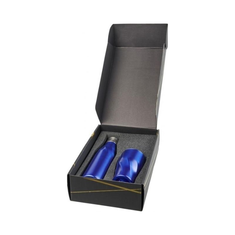 Logotrade liikelahjat kuva: Hugo kuparinvärinen alipaine-eristetty lahjapakkaus, sininen
