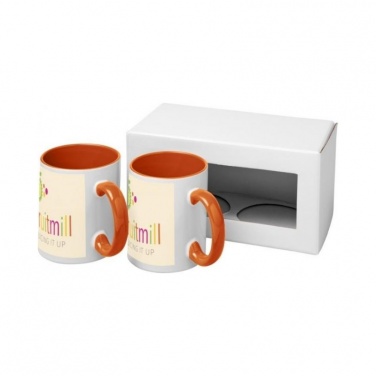 Logotrade liikelahjat kuva: Ceramic-sublimaatiomuki, 2 kappaleen lahjapakkaus, oranssinpunainen