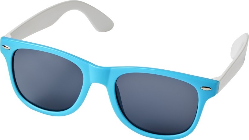 Logo trade liikelahjat tuotekuva: Sun Ray -aurinkolasit, väriblokatut, aqua sininen
