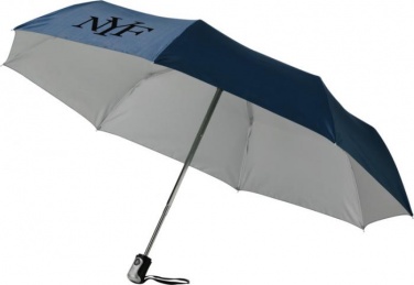 Logo trade liikelahjat tuotekuva: 21.5" Alex 3-osainen automaattinen sateenvarjo, tummansininen - hopea