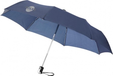 Logo trade mainoslahja ja liikelahja tuotekuva: 21.5" Alex 3-osainen automaattinen sateenvarjo, laivastonsininen