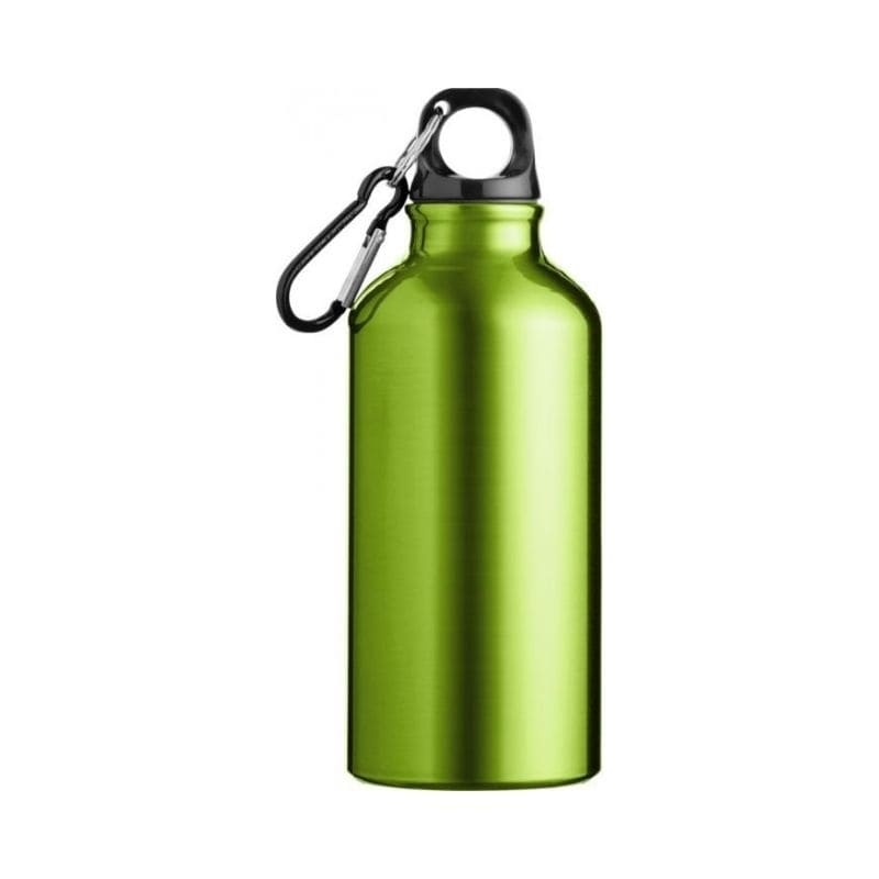 Logo trade mainoslahjat tuotekuva: Oregon-juomapullo ja kiinnityskoukku, vihreä