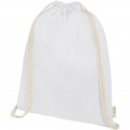 Orissa 140 g/m² organic cotton drawstring bag 5L, Valkoinen